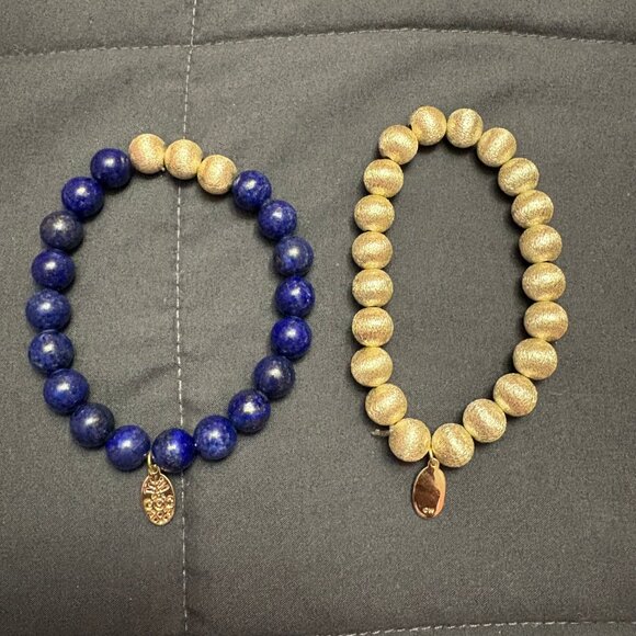 Connie Craig Carroll Jewelry Gracie Lapis & Bead Stretch Bracelet Set - Picture 3 of 7